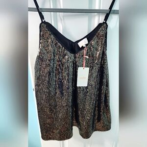 Easel NWT Sequin Gold and Black Tank Size S
